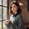 Japanese Style Fake Collar For Shirts Removable Rhinestones Decorated Polyester Fashion Accessory