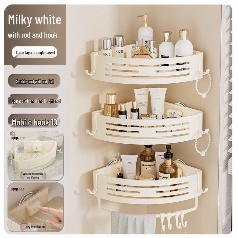 No-Drill Wall-Mounted Shower Corner Storage Rack