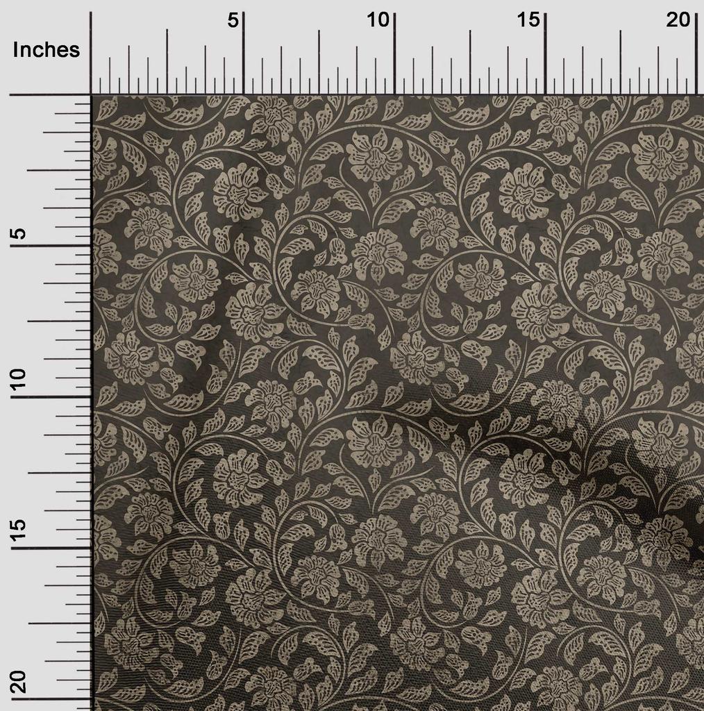 oneOone Cotton Flex Brown Fabric Asian Batik Floral Fabric For Sewing Printed Craft Fabric By The Yard 40 Inch