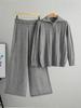 Women's Versatile Autumn/Winter Half-Zip Knit Top and Wide-Leg Pants Set