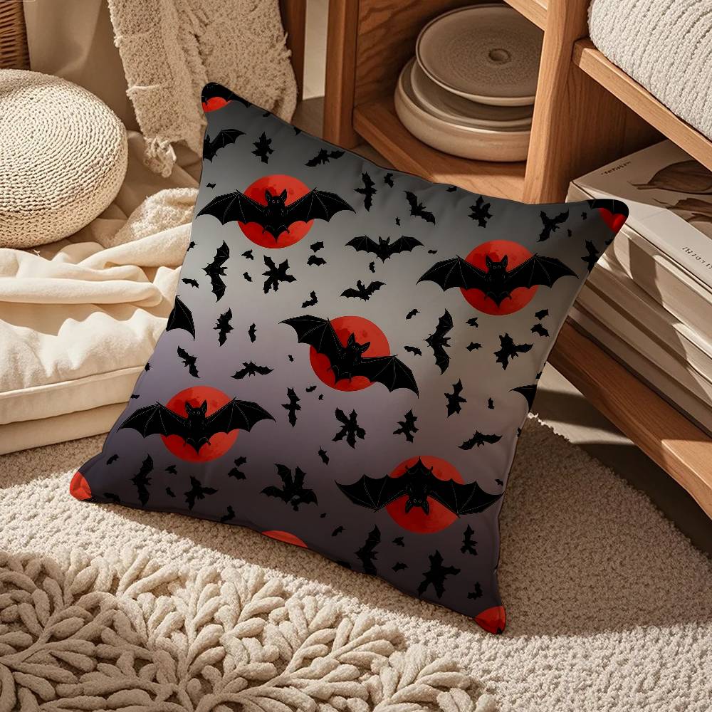 

Halloween Elements Pillow Case Comfort Sofa Bed Silky Elegant Invisible Zipper Custom Decorative Cushion Cover 16x16Inch