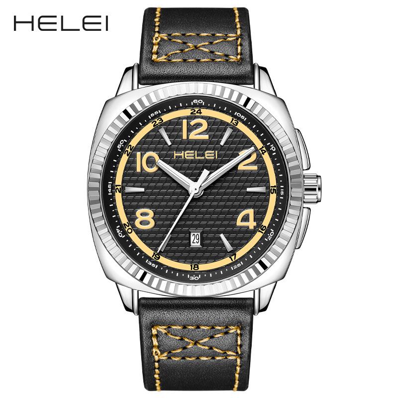 

Мужские повседневные кварцевые часы, для спорта на открытом воздухе, мужские водонепроницаемые часы с ночной подсветкой, многофункциональный дисплей с календарем, мужские кварцевые часы чёрный/жёлтый