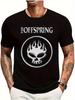 Mens The Offspring Official Band Graphic Tshirt Black Skull and Flame Punk Design Regular Round Neck Short Sleeved Tshirt