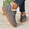 Winter New Style Women's Warm Cotton Shoes, Large Size, Flat Sole, Solid Color, Thick Padding, Thick Material