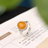 Adjustable Vintage Butterfly Motif Oval Resin Ring Women Men Boho Ethnic Style Copper Jewelry