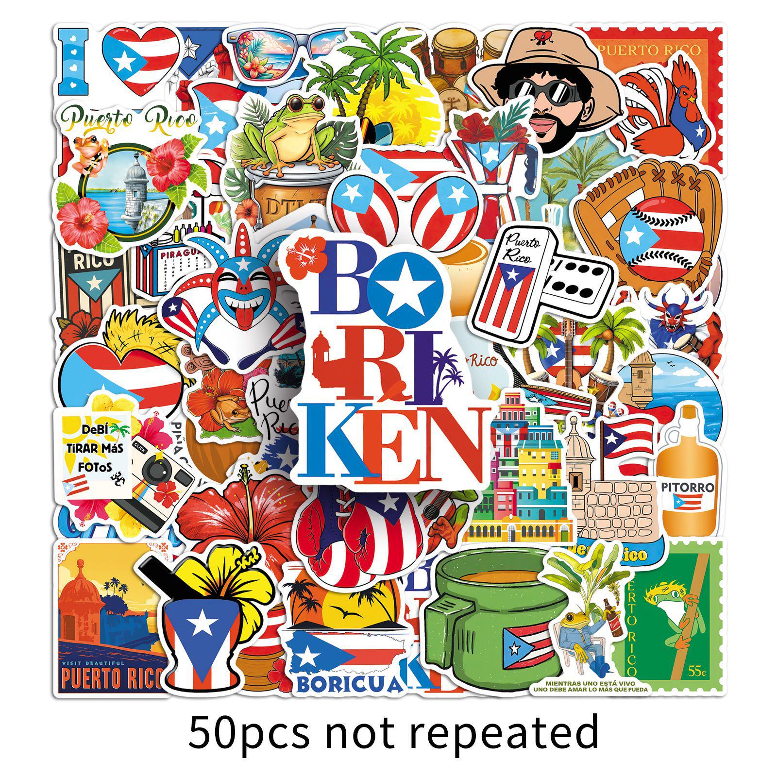 50 Puerto Rico City Scenery Stickers for Outdoor Graffiti, Notebooks, and Suitcases