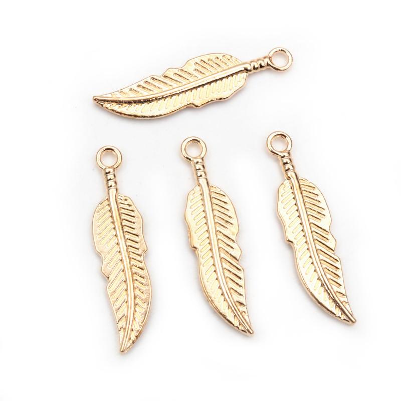 30pcs 30x7.5mm Feather Charms Antique Silver Plated Bronze KC Gold Pendants Charms DIY Jewelry Making Accessories Findings