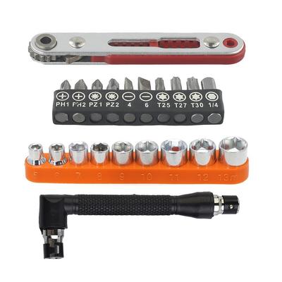 Ratchet Screwdriver Set 21pcs with Narrow Space Bits and Sleeve for Tight Space Repairs and Mechanical Assembly Use
