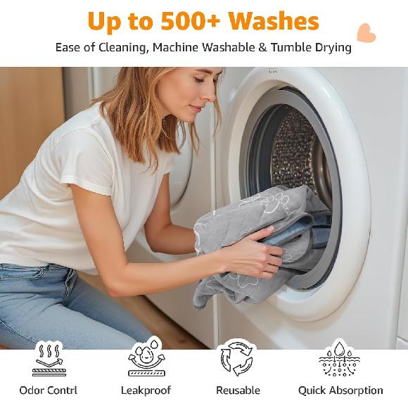 Washable Pee Pads for Dogs Reusable: 2 Pack Waterproof Puppy Pads Absorbent Quick Dry Training Pads - Non Slip Puppy Whelping Mats for Grate, Floor,