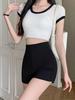Shorts Casuais de Verão Femininos Pretos de Cintura Alta Emagrecedores - Hot Pants Versáteis Estilo Traje Romano
