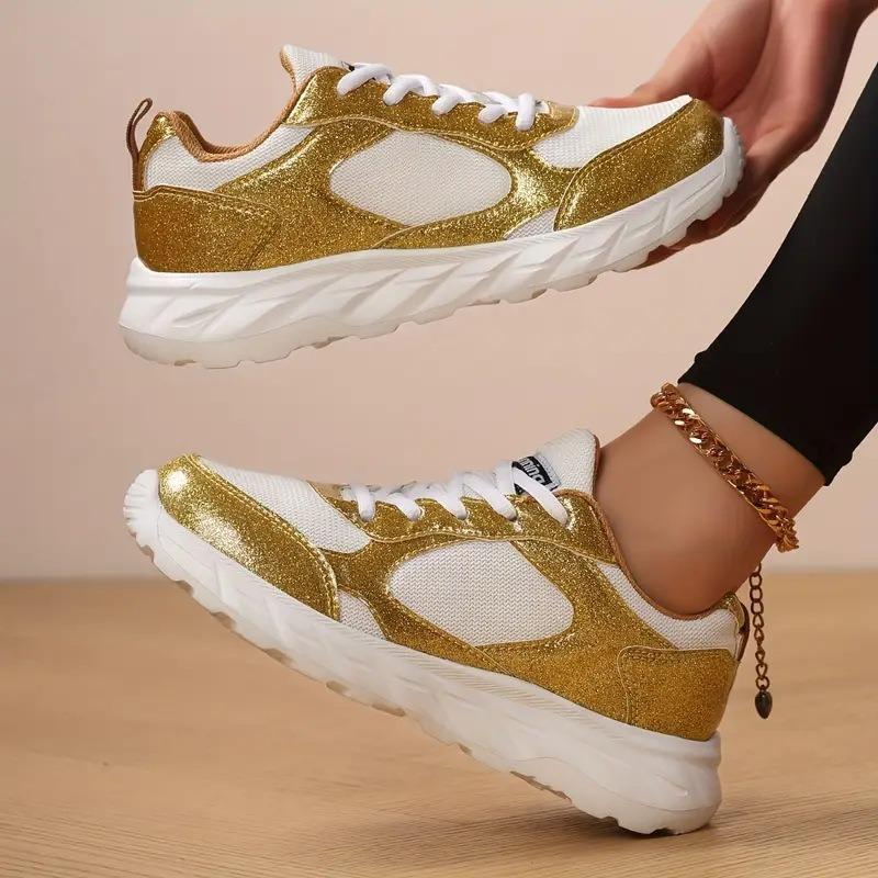Shoes women s foreign trade new large size sports women s shoes fashionable breathable thick-soled casual single shoes lightweight soft sole 36 золотой