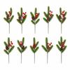 10pcs Ornaments Artificial Plants Pine Needles Red Fruits Christmas Tree Decorations  New Year