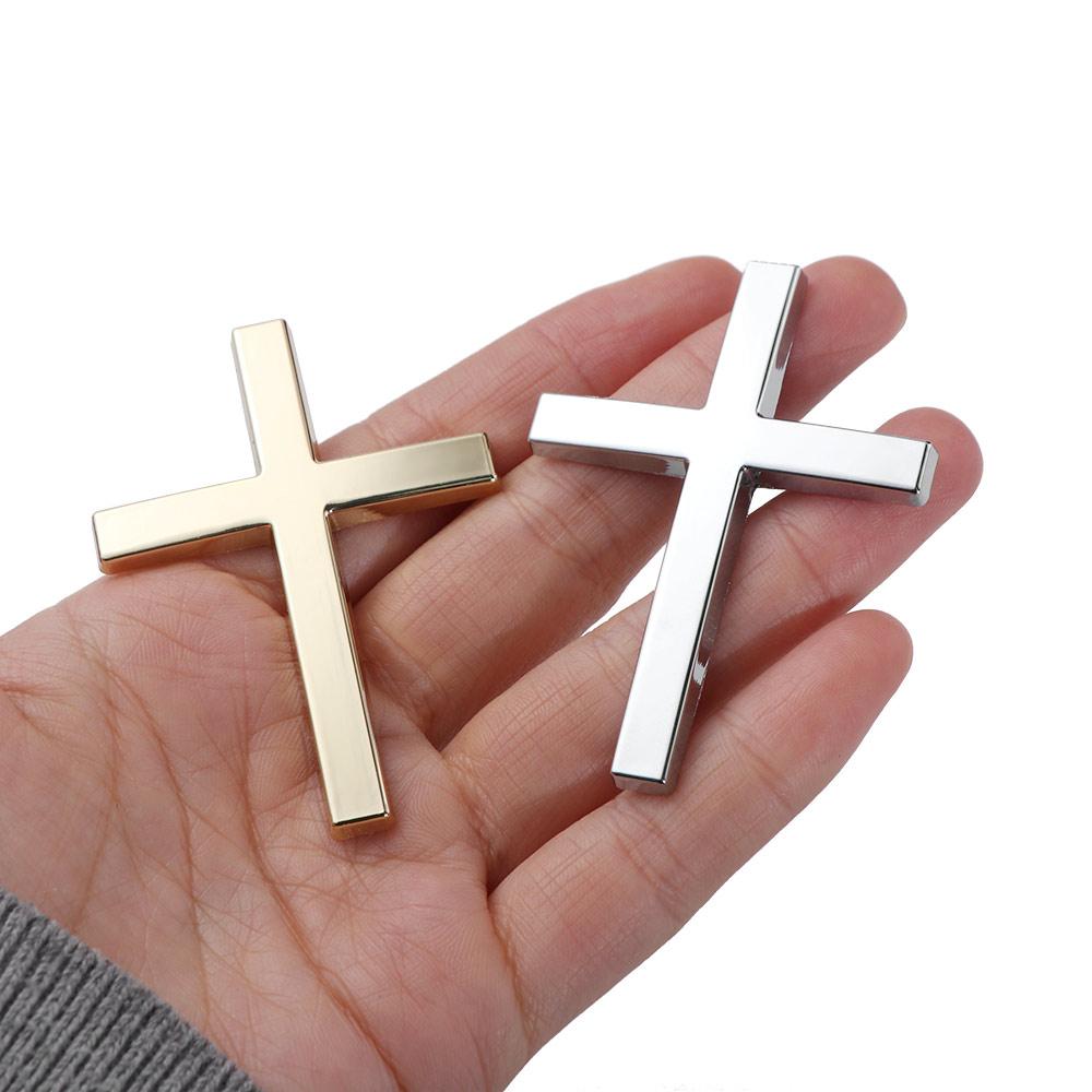 2Pcs Metal Material Cross Car Sticker Cross Design Auto Decorative Sticker Car Modification