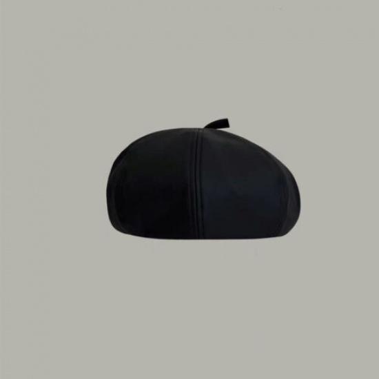 Ladies Casual Beret Beanie Hat Cap Retro Newsboy Faux Leather French Style Hat