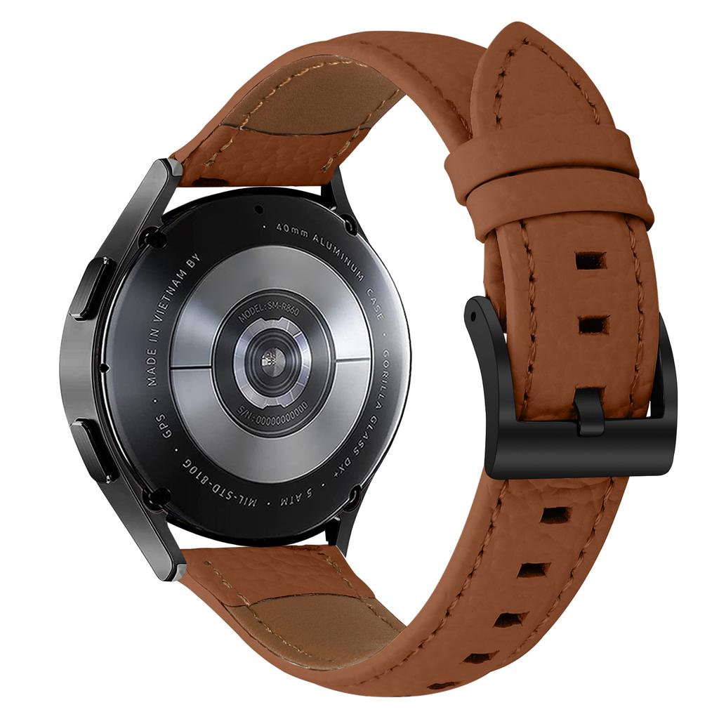 Litchi Textured Genuine Cow Leather Strap with Electroplated Buckle for Huami Amazfit Active 2 Square/Active 2/GTR Mini Pointed-End Watch Band