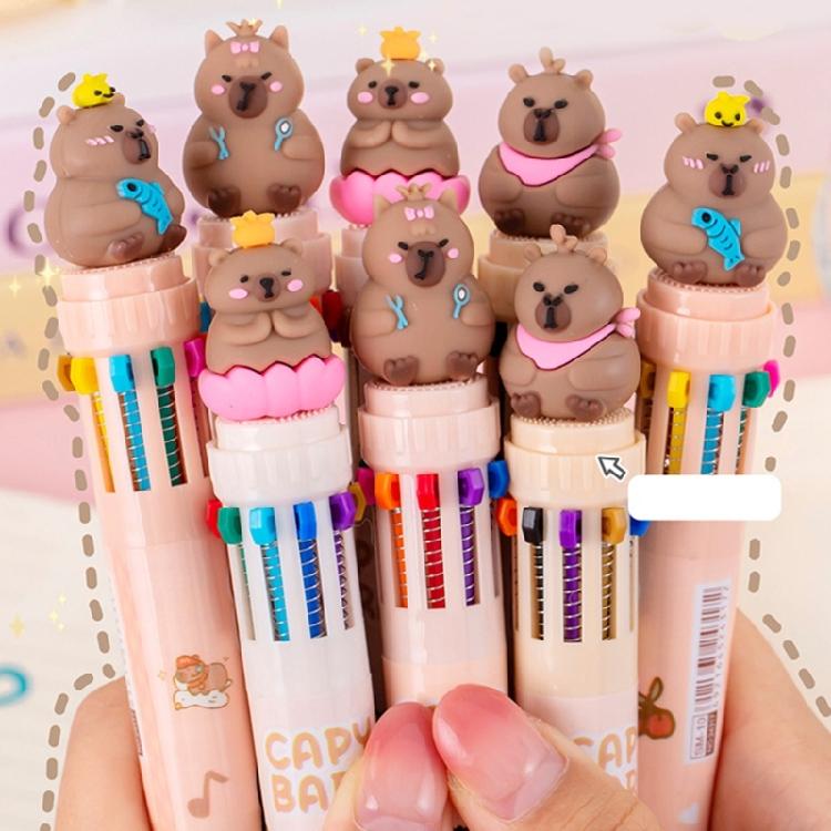 Cartoon Multicolor Pen for Color Coding Writing Drawing Journaling 10 Color-in-1 Writing Pen Multicolored Ballpoint Pen