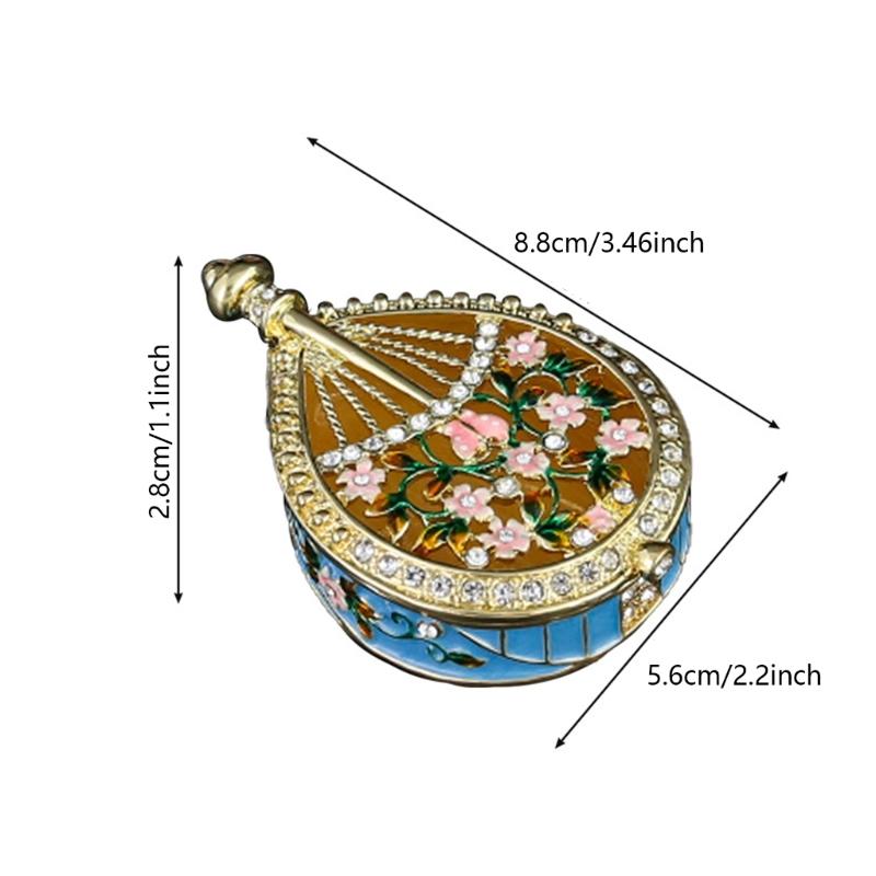 Delicate Chinese Pipa Jewelry Box Ornamental Pipa Enamel Box for Jewelry with Elegant Floral Motifs for Travel Use