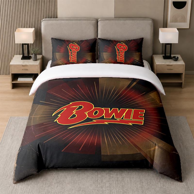 3Pcs Bedding SetDavid Bowie Soft Bed Sheet and Two Pillowcases Home Bedroom Decor