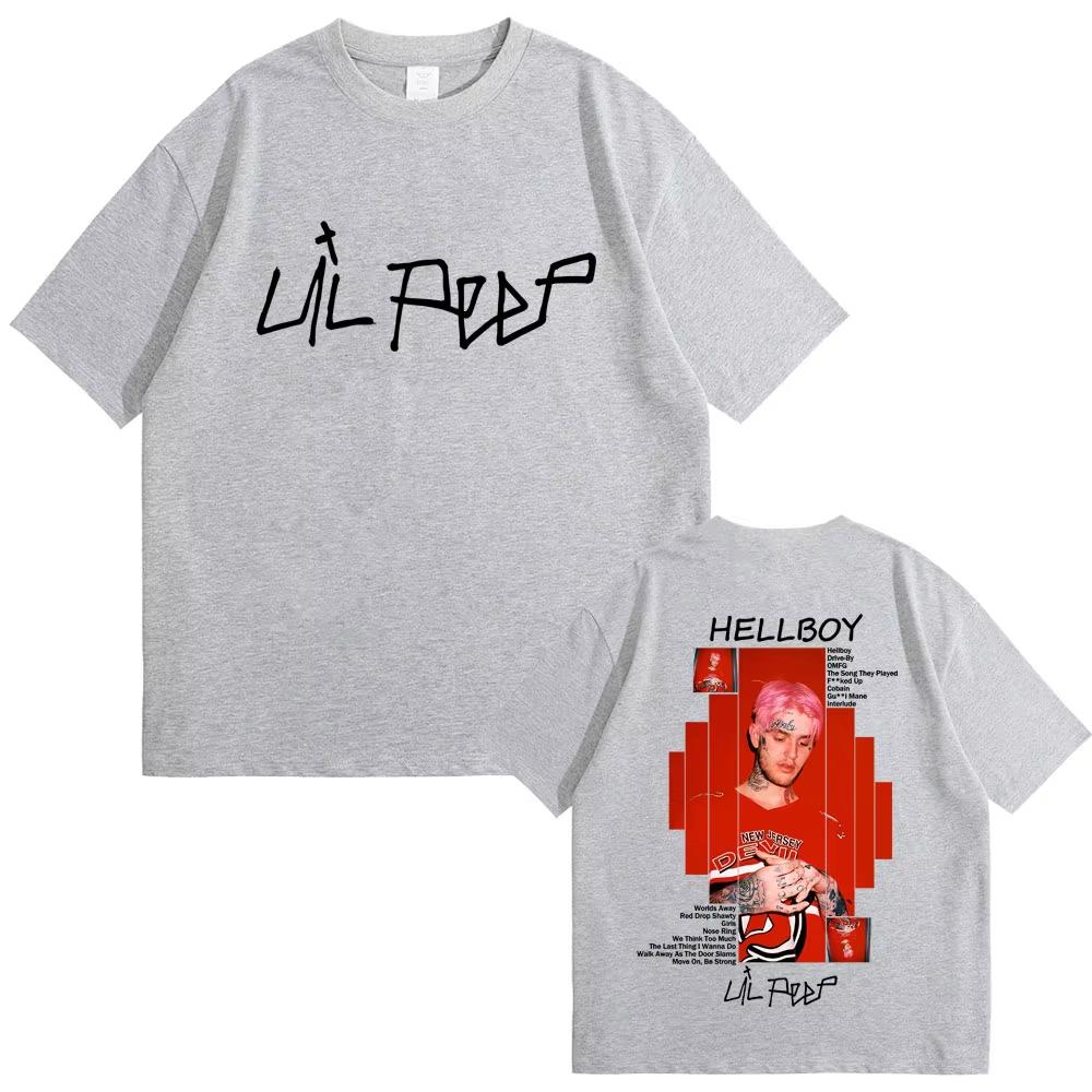 Rapper Lil Peep Hellboy Album Graphic Tshirt 2026 Men Women Hip Hop Fashion Streetwear Male Clothing Casual pure Cotton T Shirt