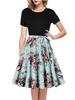 Round Neck Short-Sleeve Printed Dress