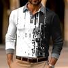 Tech Geometric Long Sleeve Polo Shirt, Stylish Men's Top