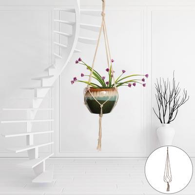 Vintage Makramee hängende geknotete Seilpflanze Blumentopfhalter Korb Gartendekoration