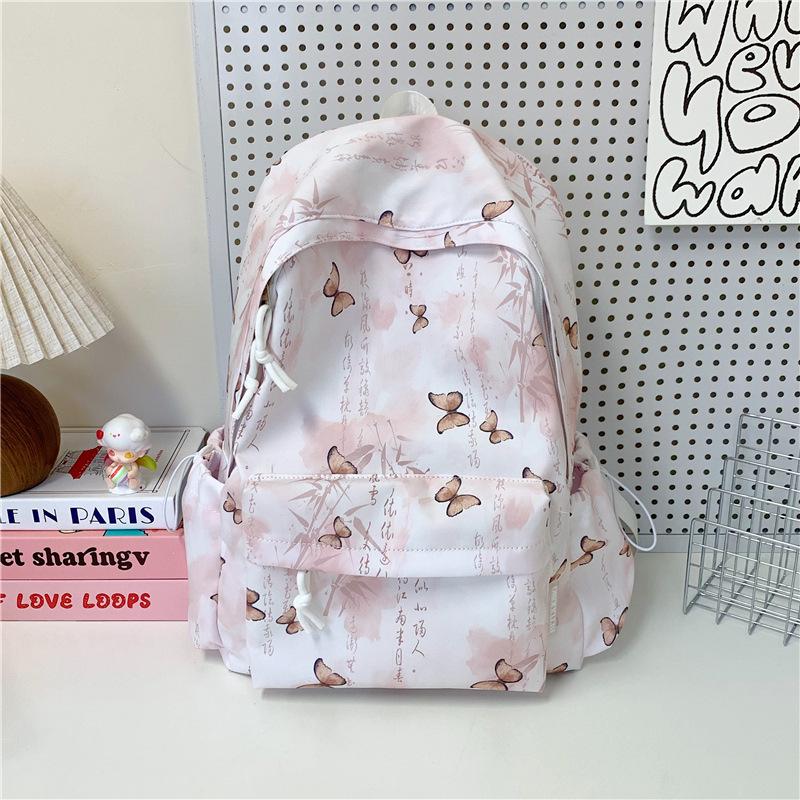 Schoolbag Chinese style printed women's backpack fashion printed leisure student schoolbag daily commute versatile small backpack
