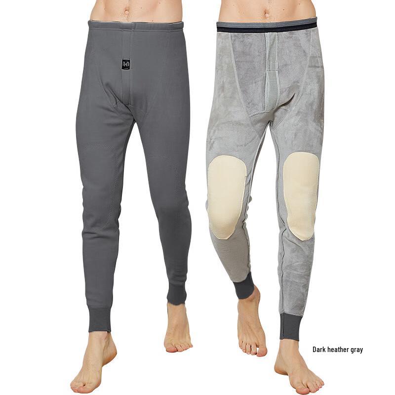 Hengyuanxiang Men's Fleece-Lined Thermal Pants with Knee Pads