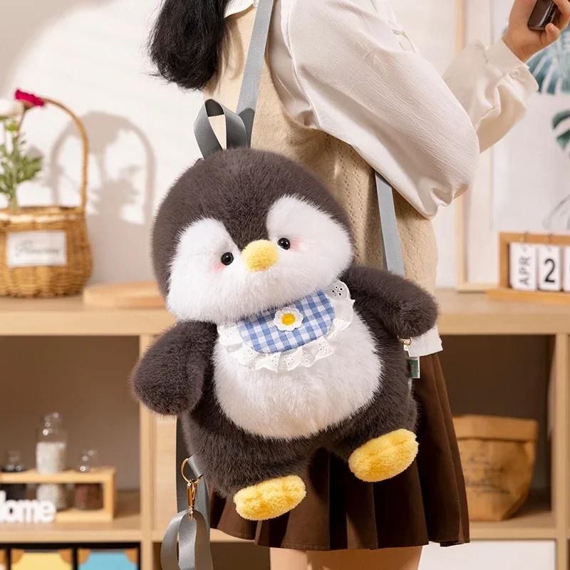 MyRytanda New Cute Penguin Plush Backpacks Cartoon Animals Stuffed Plush Bag Kawaii Lady Messenger Bag Children Birthday Gifts
