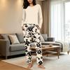 Women's Loose Fit Printed Pajama Set with Round Neck for Casual Sleepwear