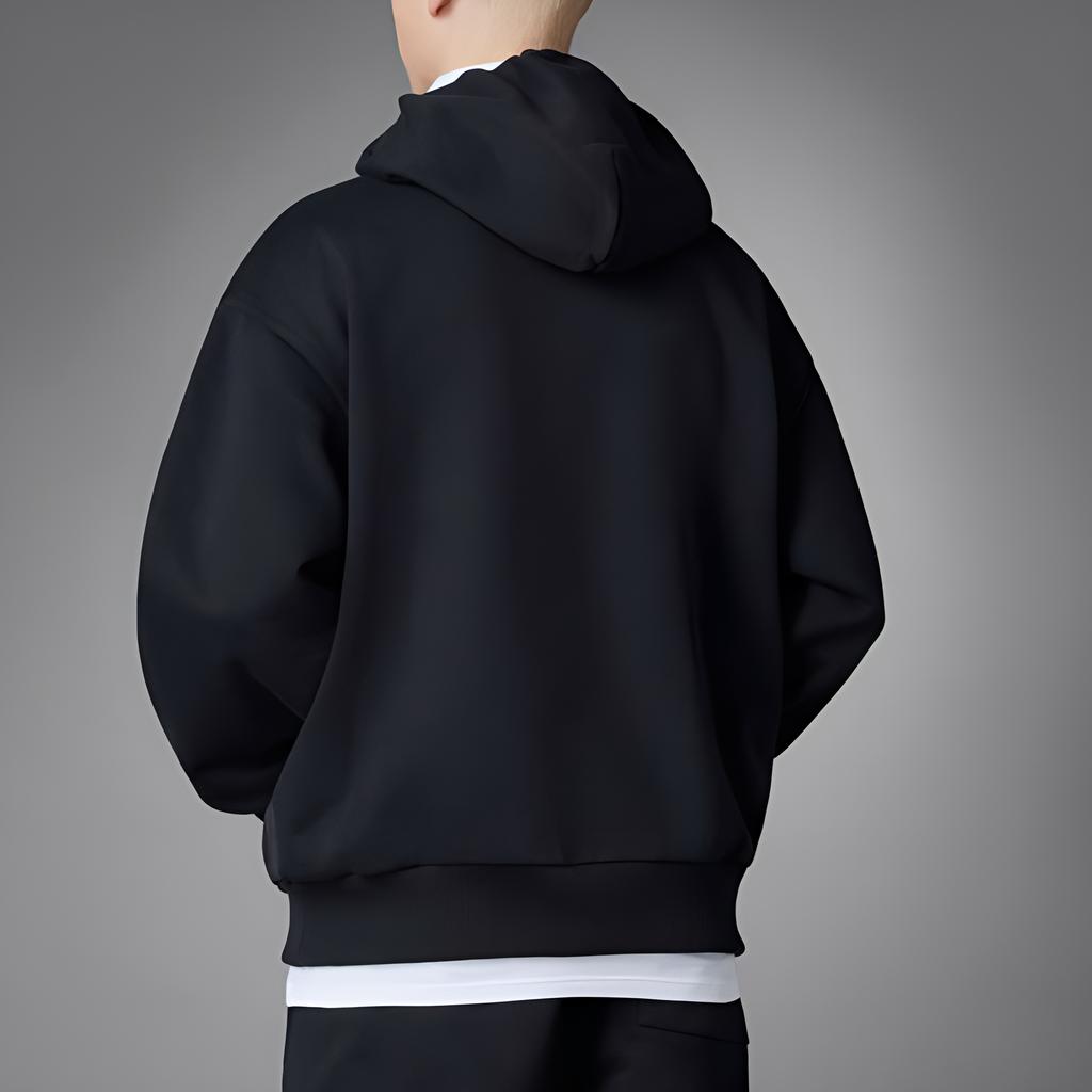 Adidas Originals Solid Color Logo Hoodie With Drawstring Men Hoodie Black HM5115