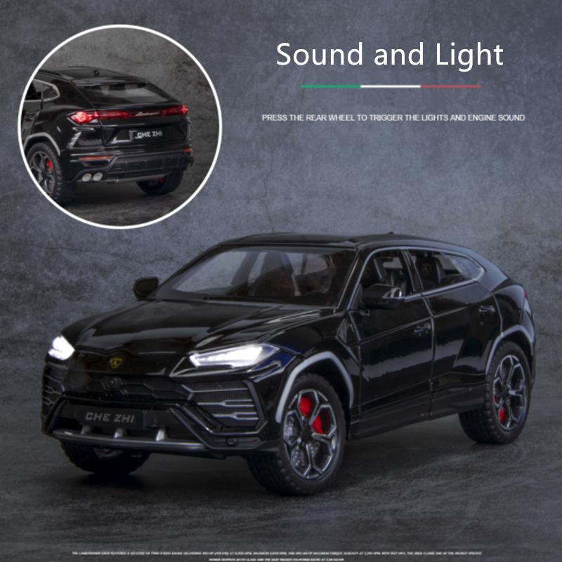 1/24 Lamborghini URUS Bison SUV-Sportwagenmodell aus Legierung, Druckguss-Geländewagen aus Metall, Automodellsimulation, Ton und Licht, Kinderspielzeug, Geschenk
