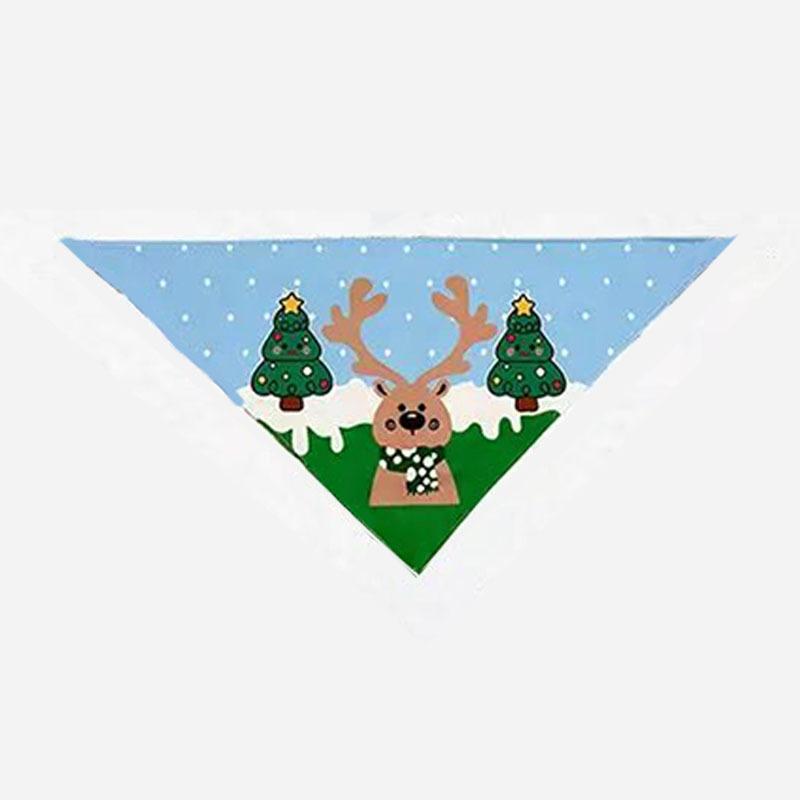 Pet Christmas triangle scarf, elk print dog saliva scarf, cat scarf pet jewelry