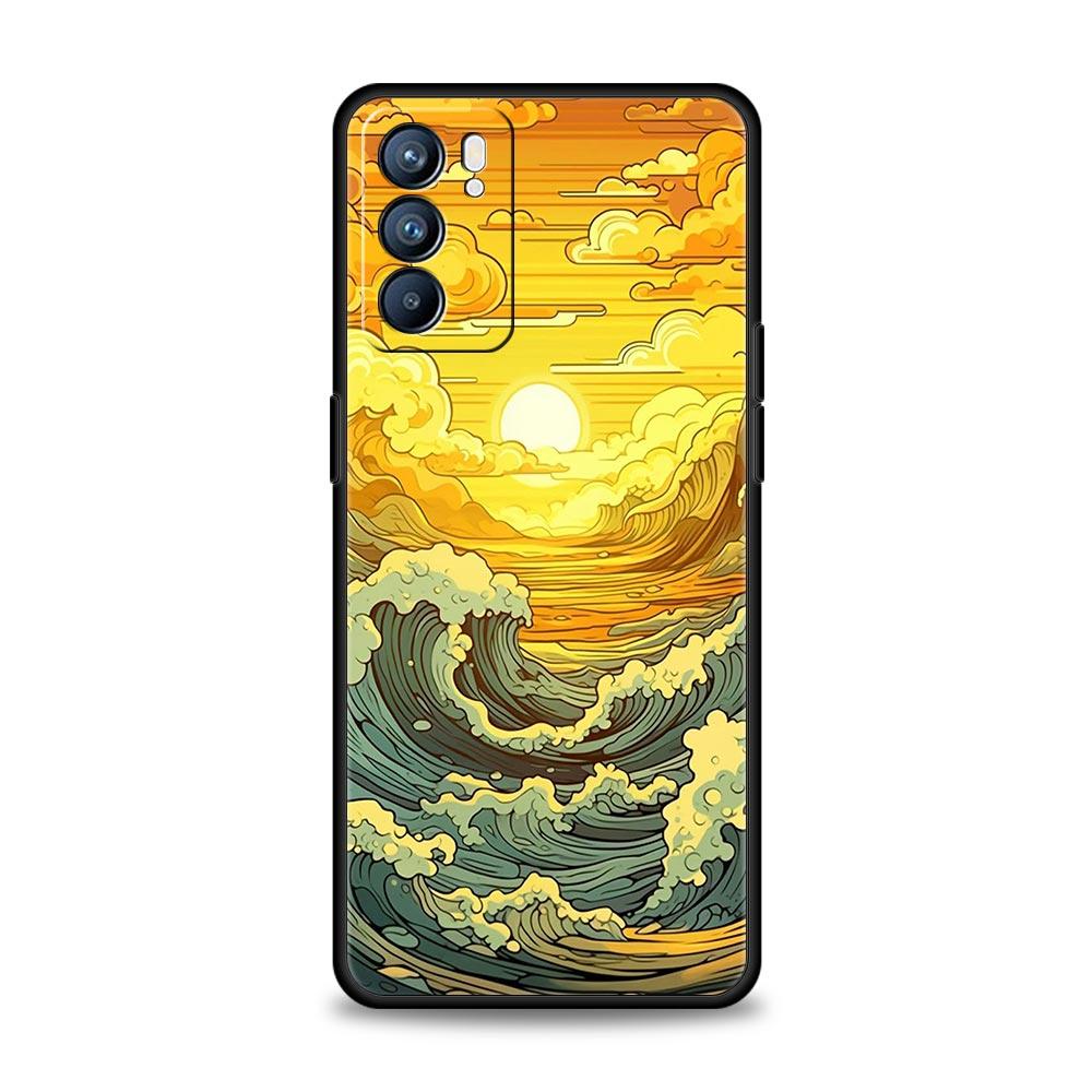 Fashion Great Blue Wave Phone Case For Oppo Reno13 Reno12 Reno11 F Reno10 Pro A54 5G Find X5 A53 A52 A9 A17 4G A79 A80 A98 Cover