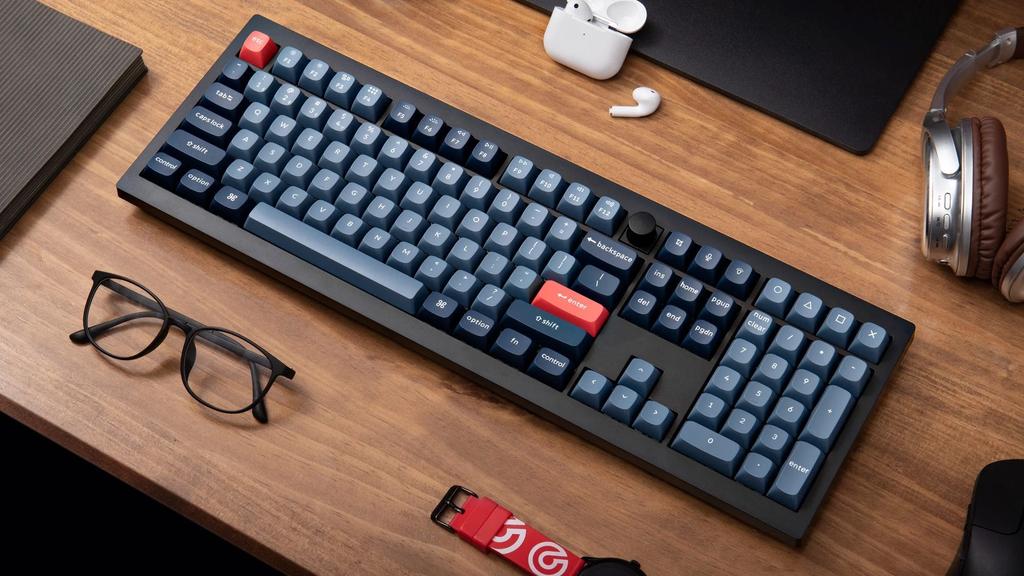 Keychron - V6 Max QMK/VIA Wireless Custom Mechanical Keyboard - Carbon Black / Fully Assembled Knob Red