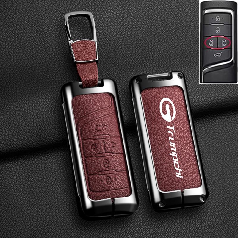 Auto Smart Key Fob Cover Case Fit For Gac Trumpchi Gs7 Gs8 Gm8 Gs5 Ga6 Gm6 Zinc Alloy Genuine Leather Key Fob Protect Mount Remote Automotive Auto