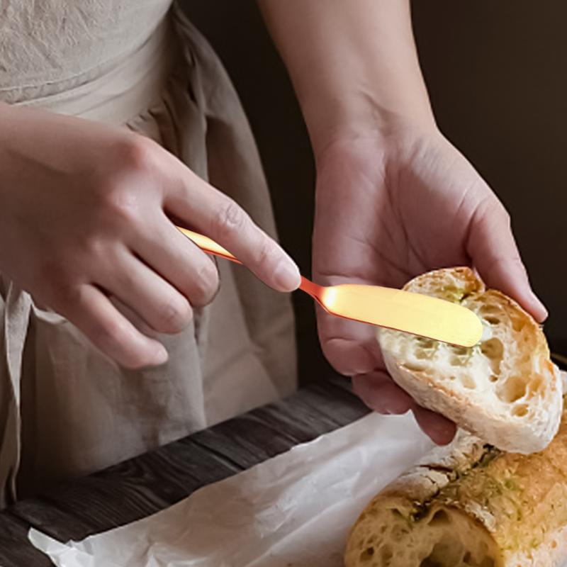 Jar Scraper Stainless Steel Butter Spatula Kitchen Tool Butter Scraper With Long Handle Cheese Curved Scraper Silverware For