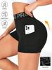 Damen High-Waist Po-Hebende Trainingsshorts, Dehnbar, Schlankmachend, Atmungsaktiv, Schnelltrocknende Yogahose mit Taschen