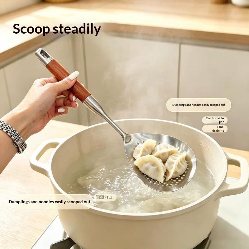 Stainless Steel Ladle Skimmer Heavy Duty Fine Mesh High Heat Resistant Food Strainer for Home Kitchen Hot Pot Cooking