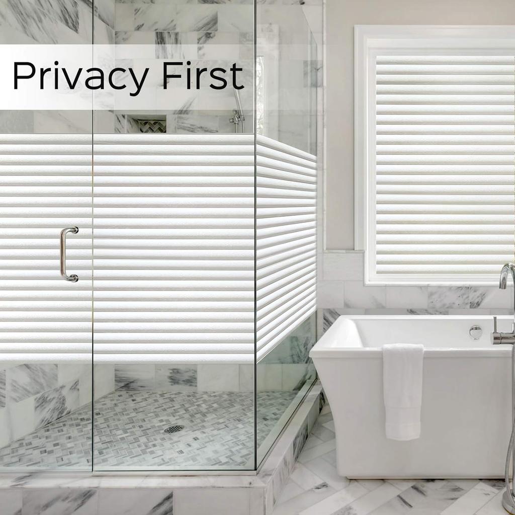 Pellicola Privacy per Finestre Pellicola Vetro Satinato per Bagno Non Adesiva Static Cling Adesivo Rimovibile per Finestre per Casa Ufficio