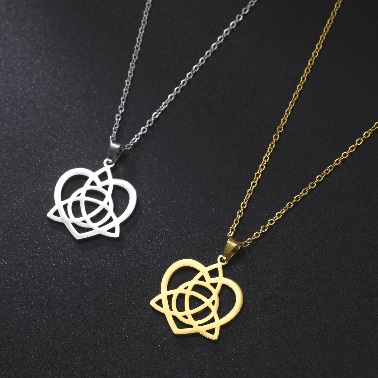 

Ювелирные изделия для девочек, ажурное ожерелье с подвеской в ​​виде кельтского узла «Любовь», ожерелье из нержавеющей стали