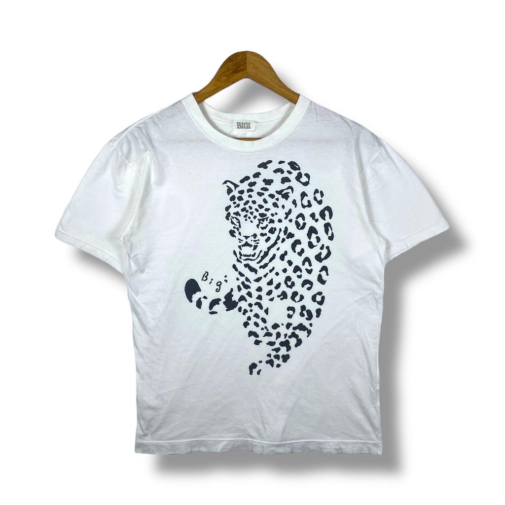 Vintage Japanese Brand 80's BIGI Leopard Graphic Tee Shirt Free Size