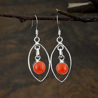 925 Sterling Silver, Carnelian Gemstone Earring, Dangle Earring, Gift For Her, Bezel Earring, Birthday Gift, Silver Jewelry