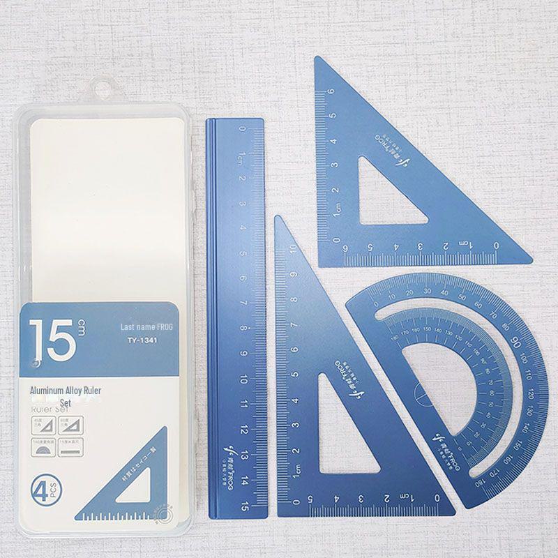 Multifunctional Pink Aluminum Alloy Ruler Set for Primary Students with Laser Engraving