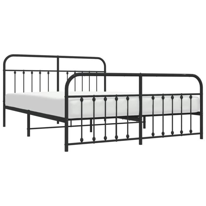 VidaXL Metal Bed Frame with Headboard-Footboard Black 183x213 Cm 352601