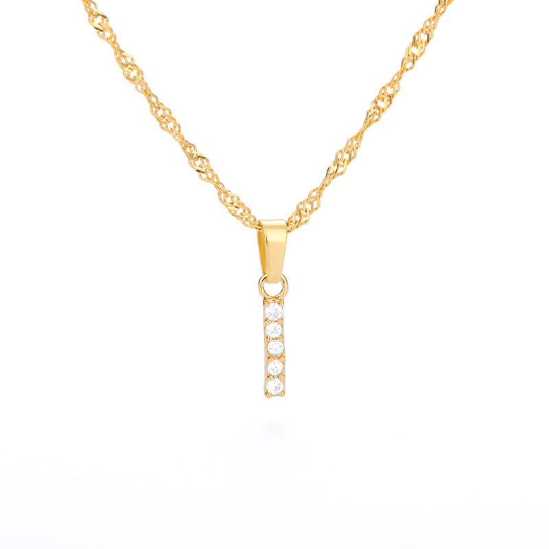 New English letter necklace plated with real gold and slightly inlaid with zircon letter pendant stainless steel chain