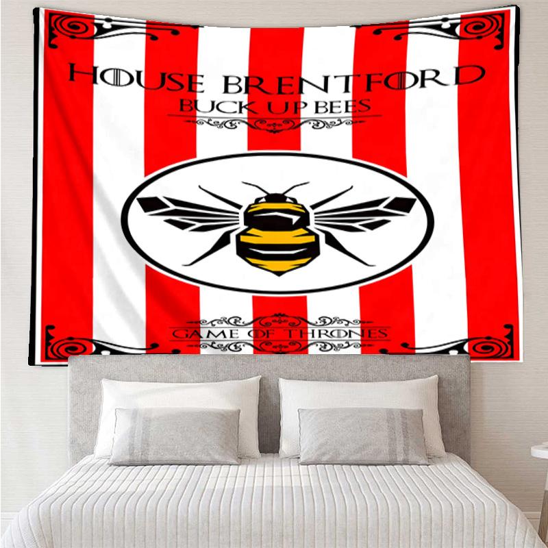 1PC Brentford Football Club Crest Printed Tapestry Room Decoration Wall Hanging for Living Room Bedroom, dormitory, Birthday and Christmas gifts