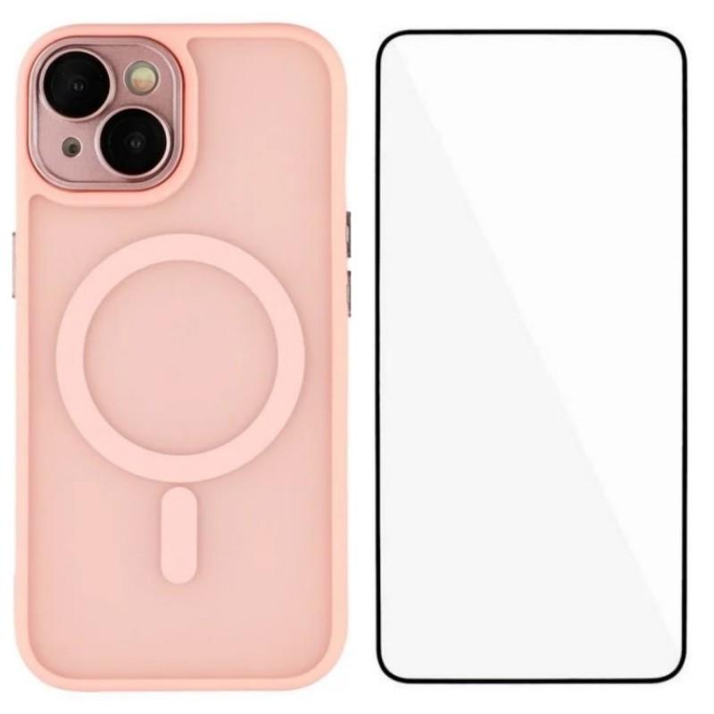 For iPhone 13 6.1 inch Case Compatible with MagSafe WANLONFENG QB Series PC TPU Phone Cover with Screen Film