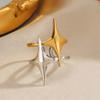 Stainless Steel Gold Silver Color Geometric Open Rings for Women Vintage Metal Star Personality Finger Rings Jewelry Party Gifts