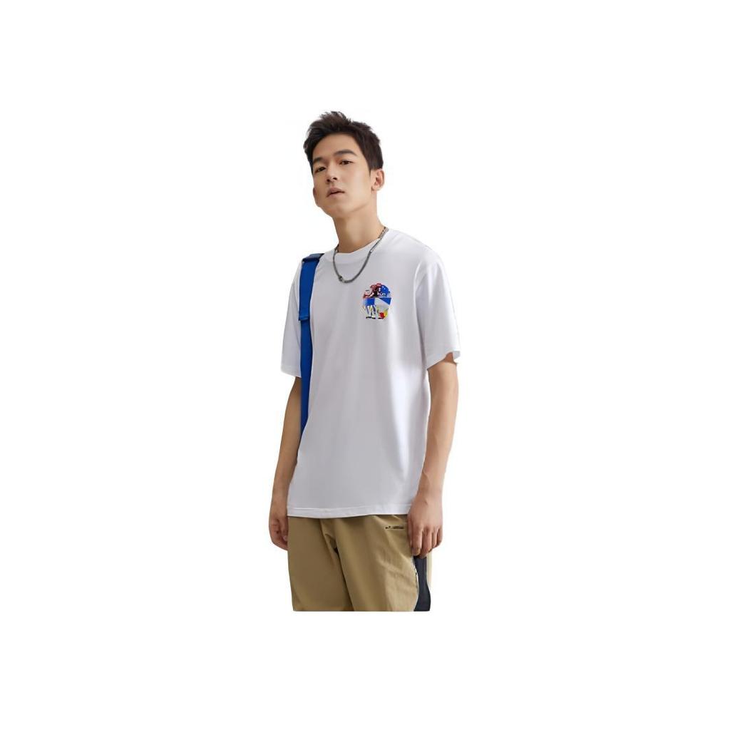 Li Ning Table Tennis Sport Printed Short Sleeve T-Shirt Men Tops Standard-White AHSRC03-1